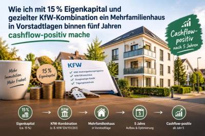 Wie ich mit 15 % Eigenkapital und gezielter KfW‑Kombination ein Mehrfamilienhaus in Vorstadtlagen binnen fünf Jahren cashflow‑positiv mache
