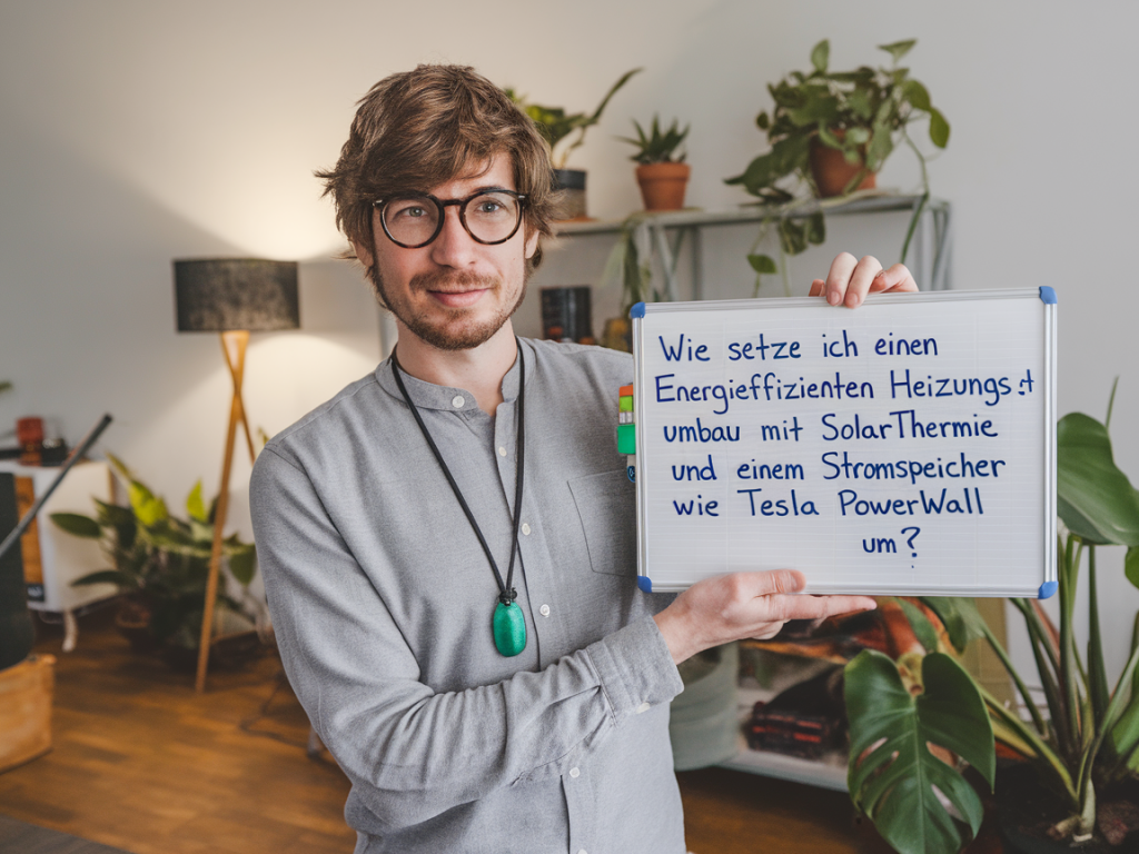 Wie setze ich einen energieeffizienten heizungsumbau mit solarthermie und einem stromspeicher wie tesla powerwall um